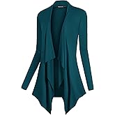 Urban CoCo Women's Drape Front Open Cardigan Long Sleeve Irregular Hem