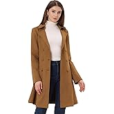 Allegra K Women's Faux Suede Jacket Double Breasted Notched Lapel Winter Long Trench Coat
