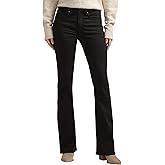 Silver Jeans Co. Women's Suki Mid Rise Curvy Fit Bootcut Jeans, Luxe Stretch Black, 33W x 33L
