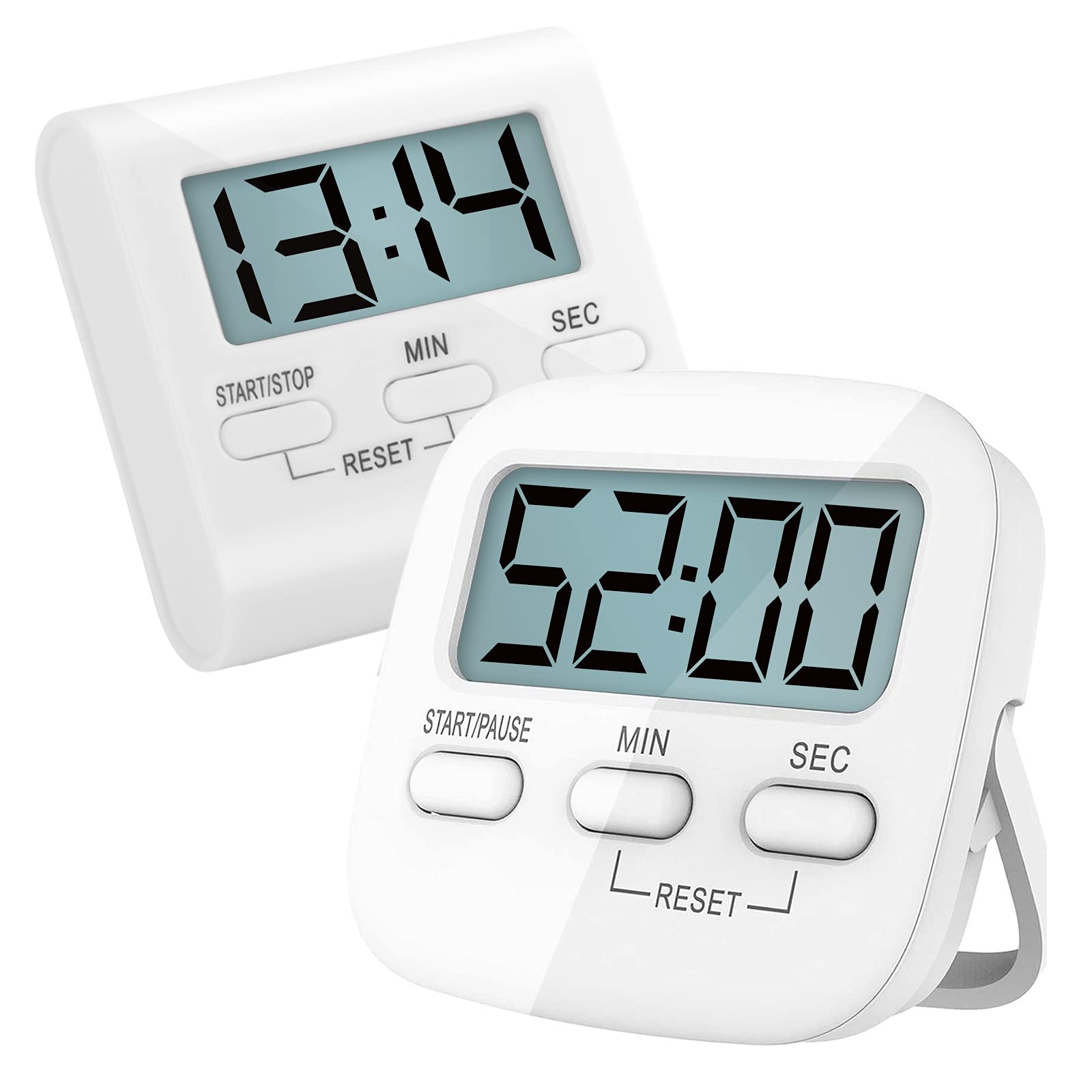 Kitchen Timer, Yihaifu Digital Kitchen Timer Magnetic Countdown Stopwatch Timer with Loud Alarm, Big Digit, Back Stand, Hanging Hole for Cooking, Shower, Bathroom, Kids, Classroom (1xSimple + 1xStand)