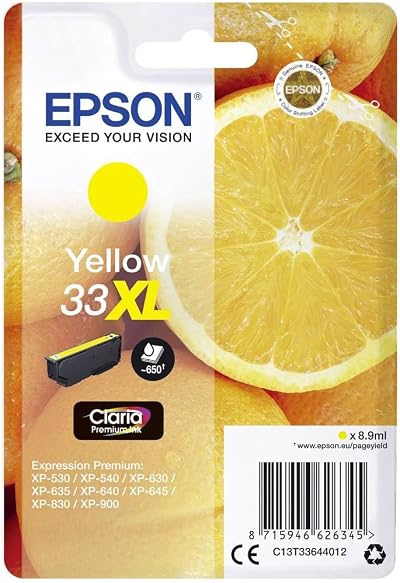 Epson 33XL Yellow Oranges High Yield Genuine Claria Premium Ink Cartridge