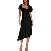 2026 Satin Cowl Neck Flutter Sleeve Midi Dress Silk Sexy Tie Back Asymmetrical Hemline Formal Long Dresses for Wedding Guest