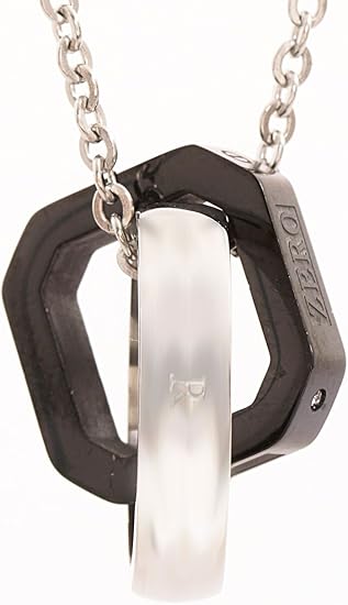 Amazon Strength ネックレス 高級感 サージカル ステンレス 2連 リング サークル スクエア 軽量 ペンダント メンズ 男性 ブラック ネックレス 通販