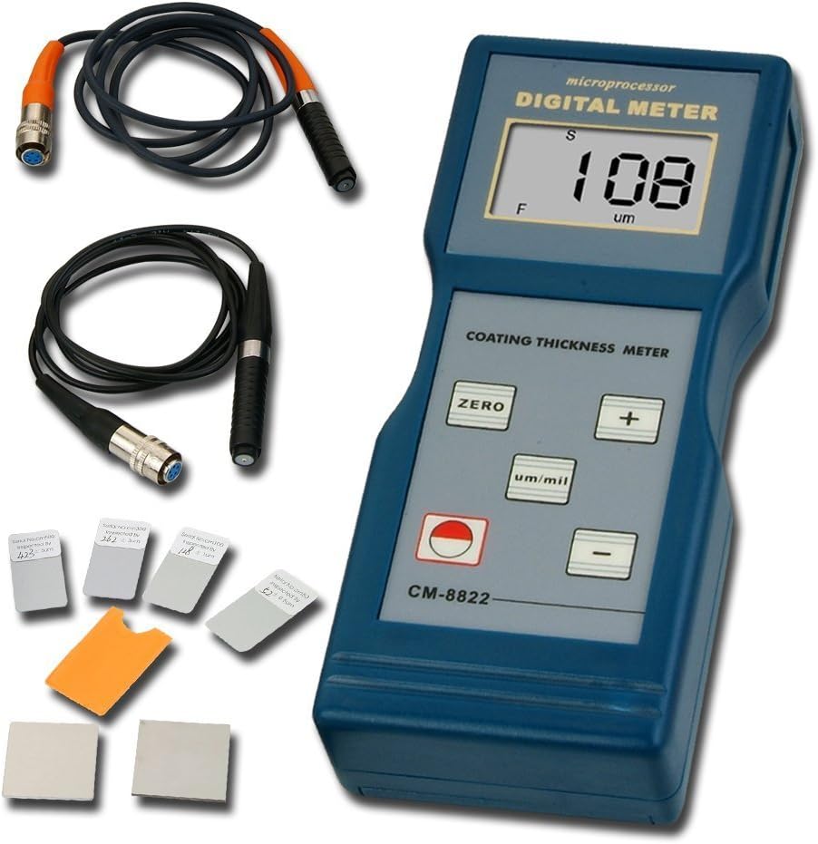 BYQTEC CM-8822 Digital Automotive Paint Coating Thickness Meter Gauge with F/NF Probes 0~40 Mil / 0~1000μm by Magnetic Induction Eddy Current