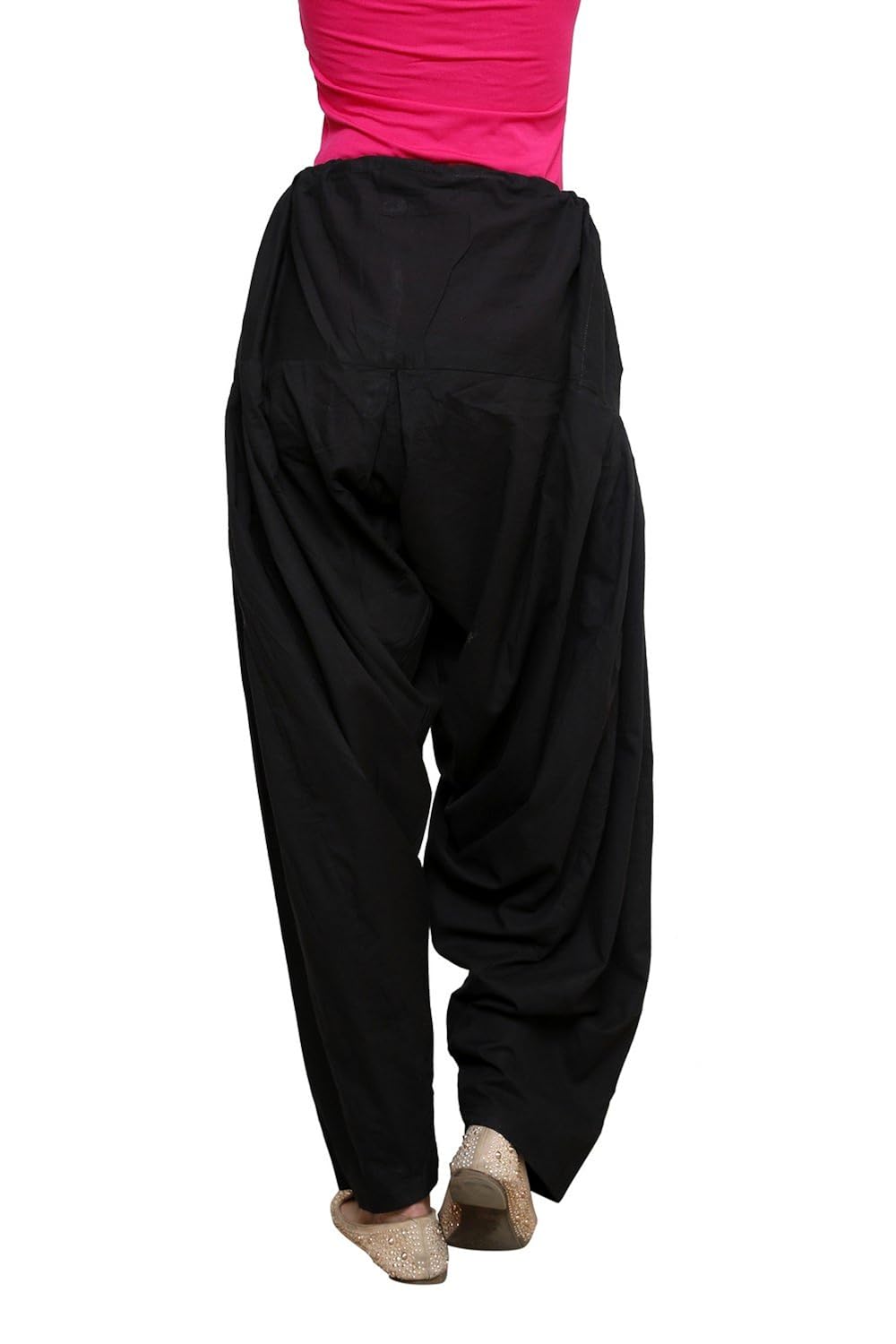 pistaa's women's cotton patiala salwar(cspsblkmw_black_free size)