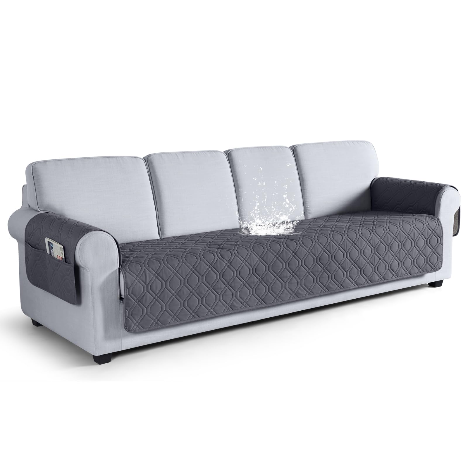 Photo 1 of VANSOFY Couch Cover, Waterproof Sofa Covers Washable Slipcover Furniture Protector Couch Seat Covers Non-Slip Couch Cover for Dogs, Pets(Oversized Sofa, Dark Gray)