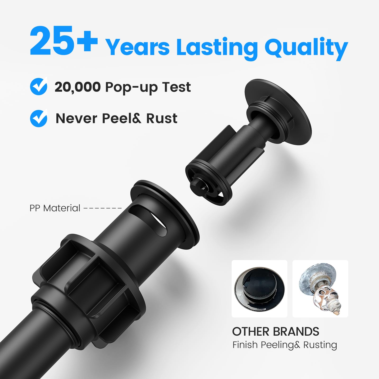 Bathroom Sink Drain with Overflow, Hurran Matte Black Bathroom Sink Stopper for Bathroom Vanity Vessel Sink, Rapid Draining Plastic Pop-up Sink Drain with Hair Catcher Anti-Clog Strainer