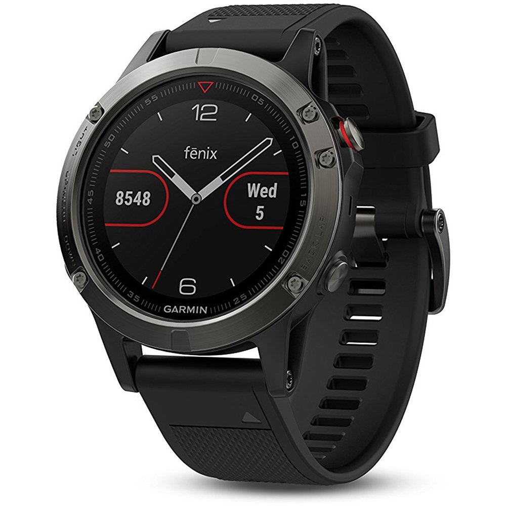 Garmin Fenix 5 Multisport GPS Watch with Black Band, Outdoor Navigation and Wrist-Based Heart Rate - Slate Grey