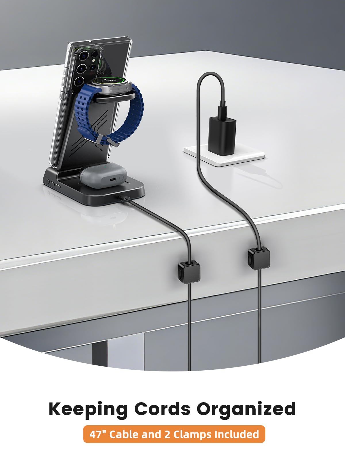 Wireless Charger für Samsung Ladestation für Galaxy S26 Ultra, Induktive Ladestation für Samsung Galaxy Watch Ultra/8/7/6, Kabelloses Ladegerät für Galaxy S26+/S25/S24/Z Flip 7/Z Fold 6,Galaxy Buds 8