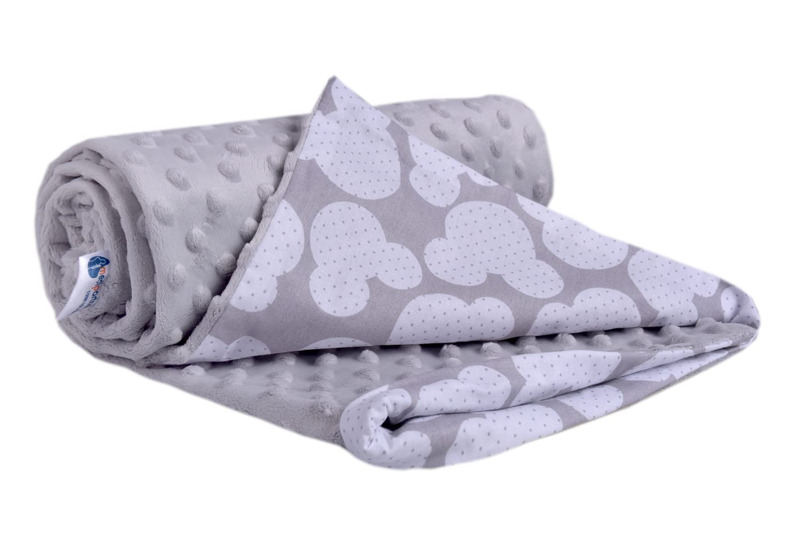 Medi Partners Crawling Blanket for Baby 100% Cotton 75x100cm Double-Sided Multifunctional Plush Cuddly Blanket for Pushchairs Soft Fluffy (Miki with Grey Plush) — image 1