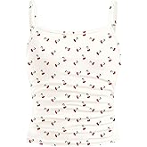 Floerns Girl's Cute Bow Print Camisole Tops Ruched Sleeveless Spaghetti Strap Top