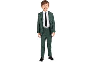 LOLANTA Kids Boys Plaid Suit Fashion Blazer Pants Set 2 Piece Formal Wear Outfit for Wedding