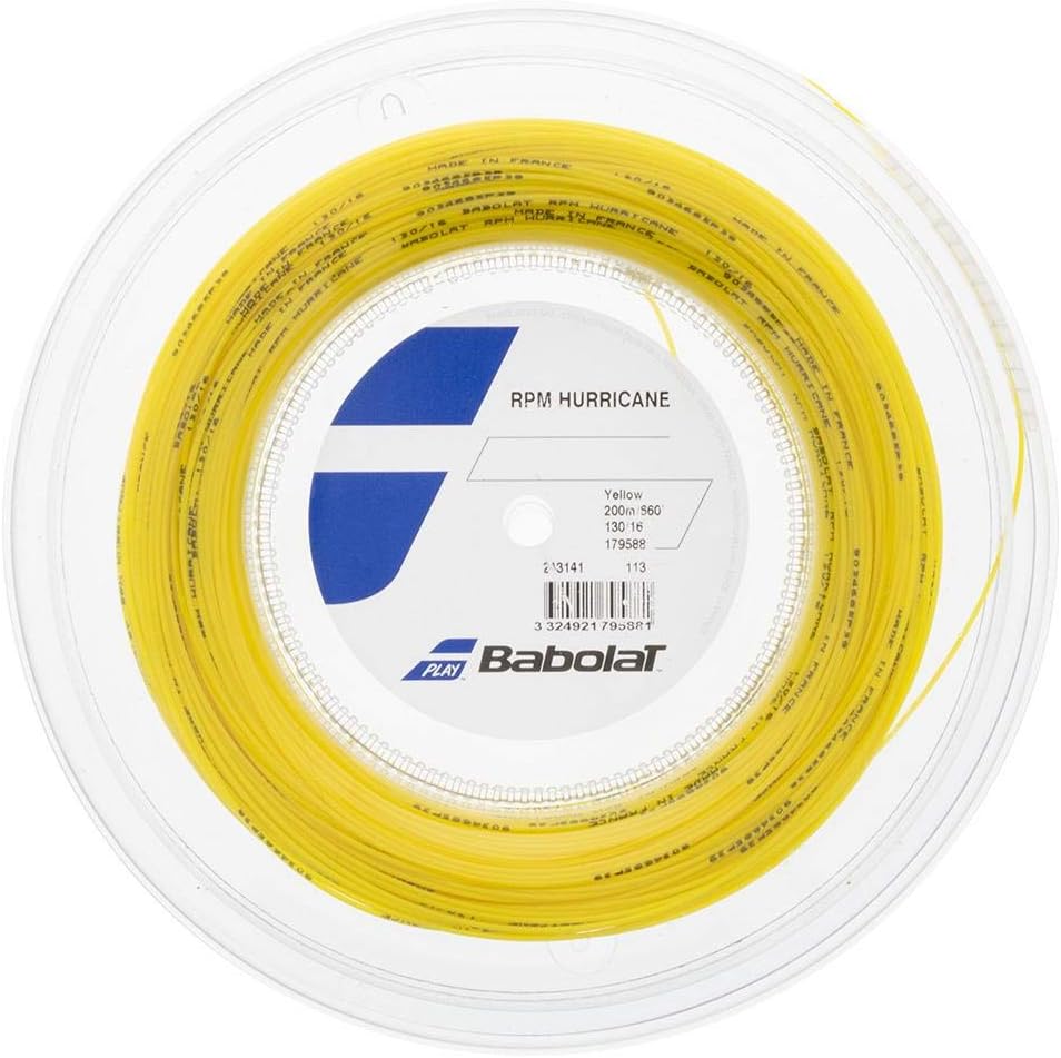 Babolat RPM Hurricane Tennis String - Yellow - 1.25mm/17G - 200m (660ft) Reel