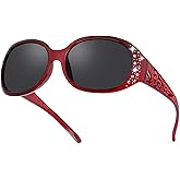 HAOLOTA Polarized Sunglasses for Women, Rhinestone Wrap Around Sunglasses with UV400 Protection