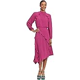 Donna Morgan Womens Mock Neck Multi Ruffle Long Sleeve Dress