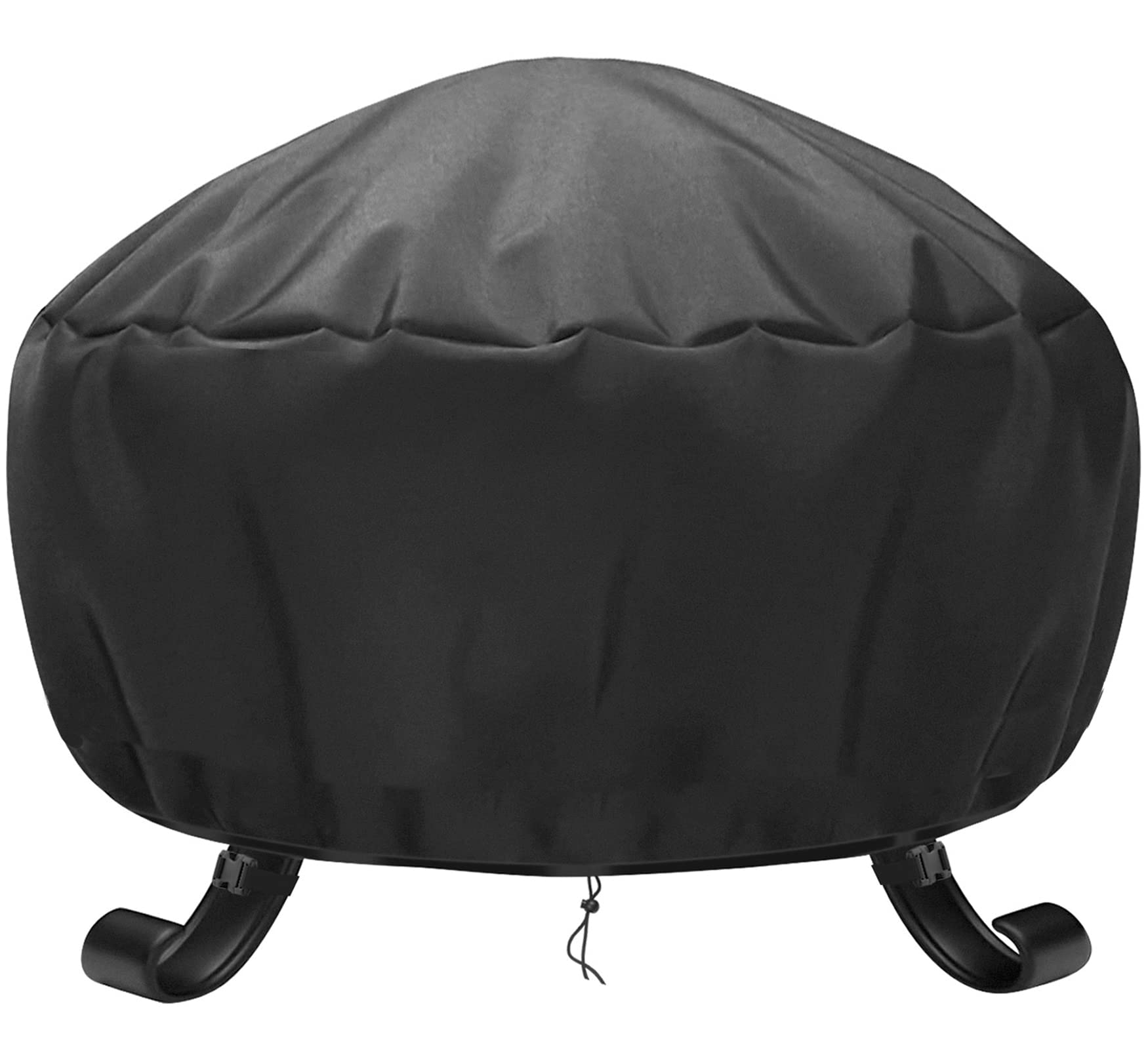 Waterproof Round Fire Pit Cover Weatherproof Anti-UV 600D Oxford Cloth Tear-Proof Patio Garden BBQ Cover (black, 80x50cm)