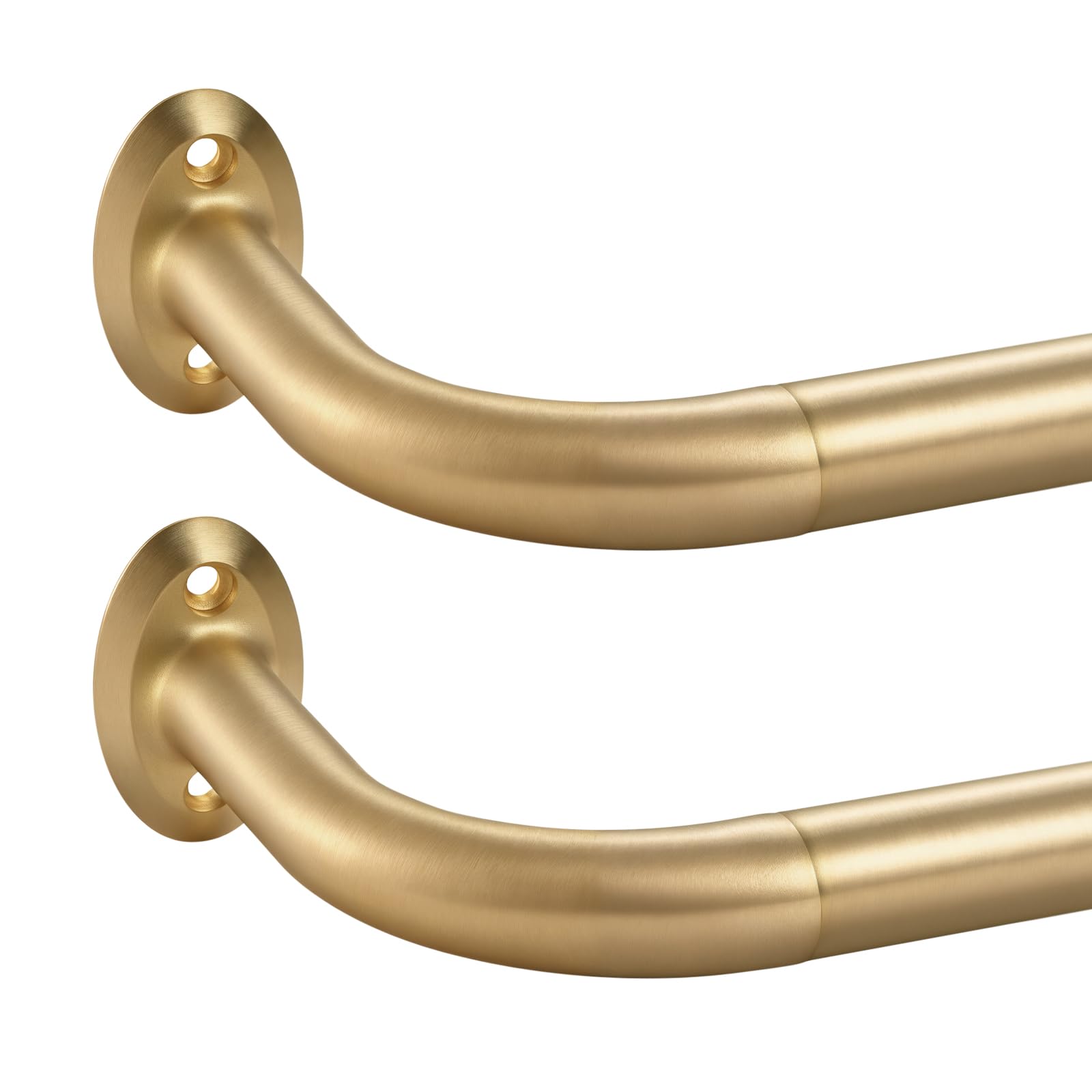 Photo 1 of 2 Pack 1Inch Diameter Wrap Around Curtain Rods for windows 28-150inch(2.3-12.5Ft), Splicing Adjustable Room Darking Drapery Rod with Aluminum Finials and Brackets,Gold