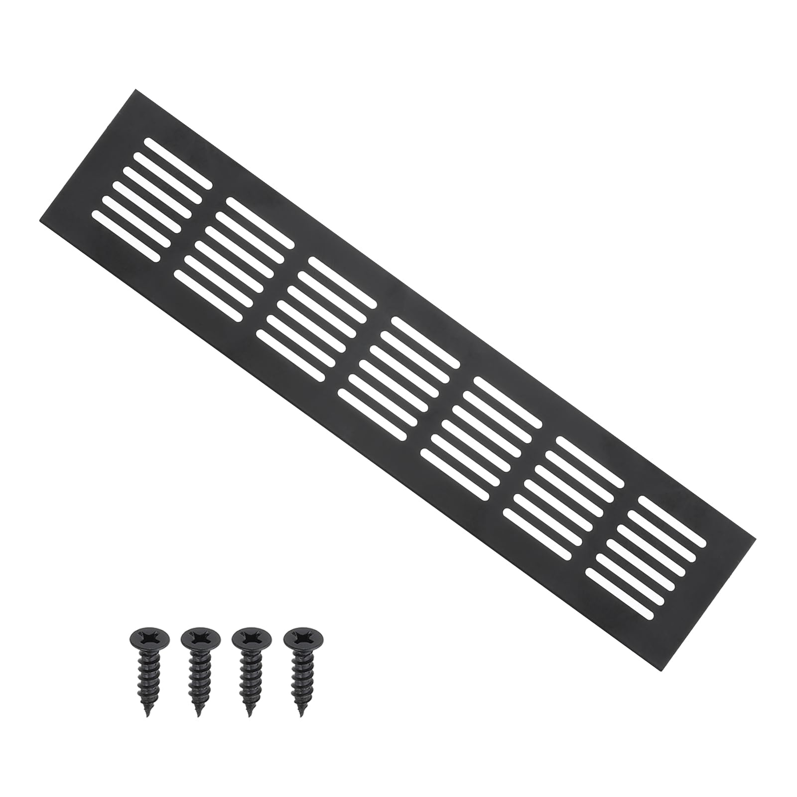PATIKIL 12 x 2.4 Inch Door Air Vent Cover, Aluminum Grille Ventilation Cover Louvered with Mounting Screws for Cabinet Wardrobe Door, Black