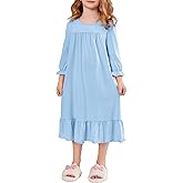 Arshiner Girls Nightgowns Long Sleeve Pajama Dress Cute Ruffle Sleepwear Soft Night Gowns