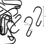 ilauke 20 Pack S Hooks Black Metal Hangers Kitchen Bedroom Office 3.07in view 2
