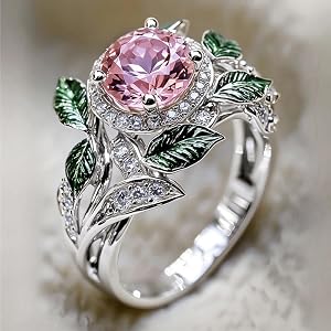 Cubic Zirconia Ring for Women Leaf Accents Jewelry for Wedding Proposal | Proposal, Wedding Ceremony, Bridal Party, Bridesmai