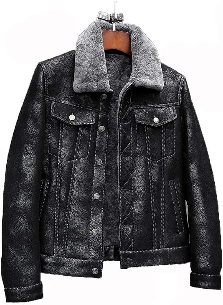 denim jacket with sheep fur
