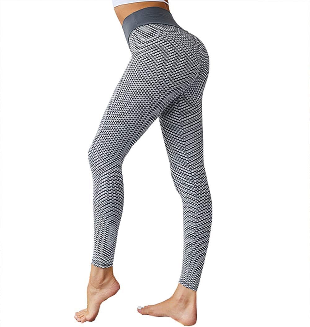 Women's Yoga Pants Knitting 3D Mesh Leggings Butt Lift Gym Workout Running Tights High Rise