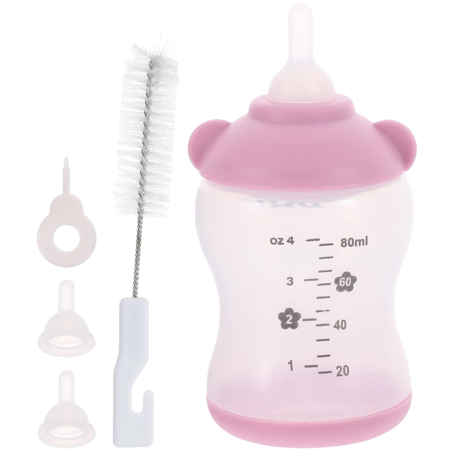 Photo 1 of Small Pet Nursing Bottle Kit, 80ml Pink Kitten and Puppy Feeding Bottle with Accurate Scale, Reusable PP and Silicone Nursing Bottle for Newborn Kittens Puppies Rabbits Small Animals