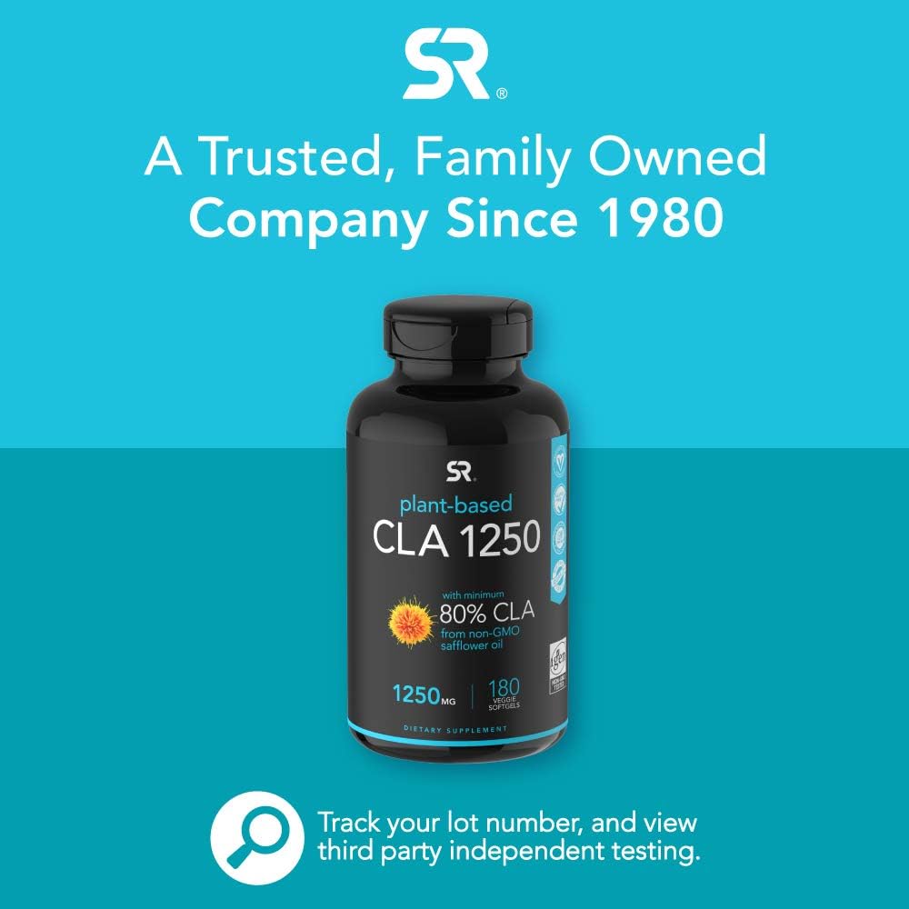 CLA 1250 (Vegan) from Non-GMO Safflower Oil | 100% Plant -Based Supplement for Men & Women | Non-GMO Verified & Gluten Free (180 Plant Gel Capsules): Health & Personal Care