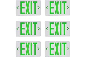 TANLUX Green Exit Sign, LED Emergency Exit Light with Battery Backup, UL Listed, AC 120/277V, Hardwired Exit Signs with Emergency Lights, Commercial Emergency Lights for Business - 6 Pack