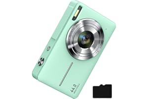 Camkory Digital Camera FHD 1080P Kids Camera with 32GB Card, 16X Zoom Anti Shake Compact Point and Shoot Digital Camera Small Camera for Kids Girls Boys Students, Mint Green