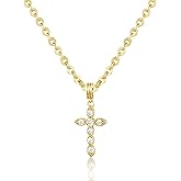 KissYan Layered Cross Necklace for Women, 14K Gold Plated Cubic Zirconia Pendant Necklaces Cross Faith Necklaces, Gold Cross Choker Trendy Jewelry Gifts for Women