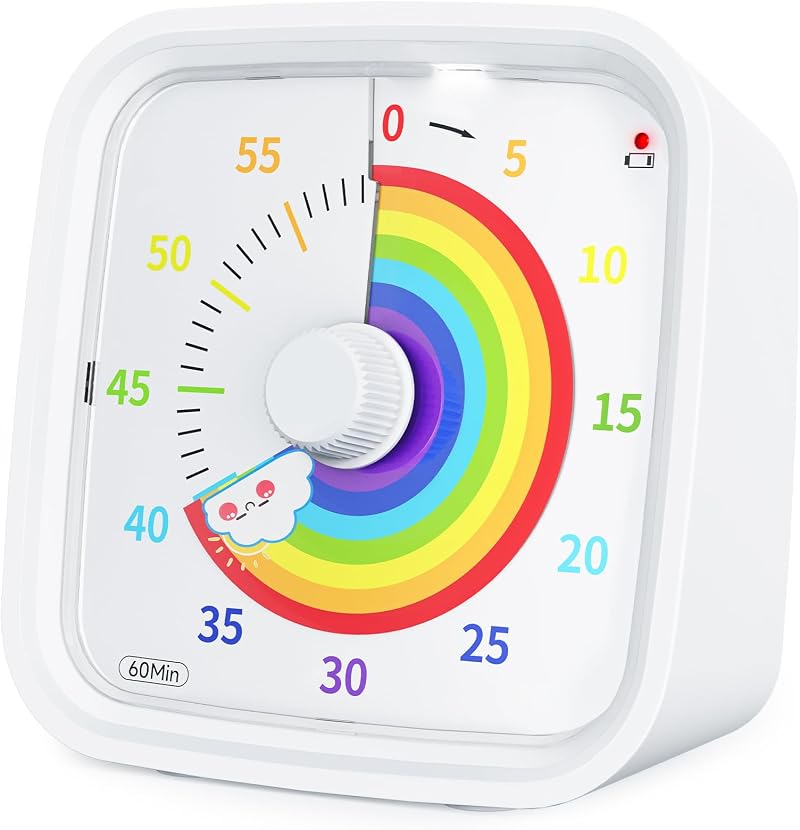 Yunbaoit Rainbow Disk Visual Timer 60 Minute with Protective Case White
