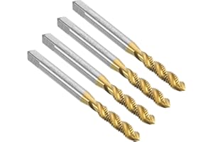 uxcell 4pcs Spiral Flute Thread Taps, 10-32 UNF H2 Screw Threading Tap, Titanium Coated 6542 High Speed Steel Machine Tapping