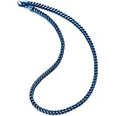COOLSTEELANDBEYOND 6MM 24 inches Blue Franco Chain Square Curb Chain Necklace for Mens Women, Hip Hop Stainless Steel