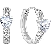 Inpasne Celtic Knot Hoop Earrings 925 Sterling Silver Infinity Huggie Earrings with Birthstone Irish Jewelry Gifts for Women