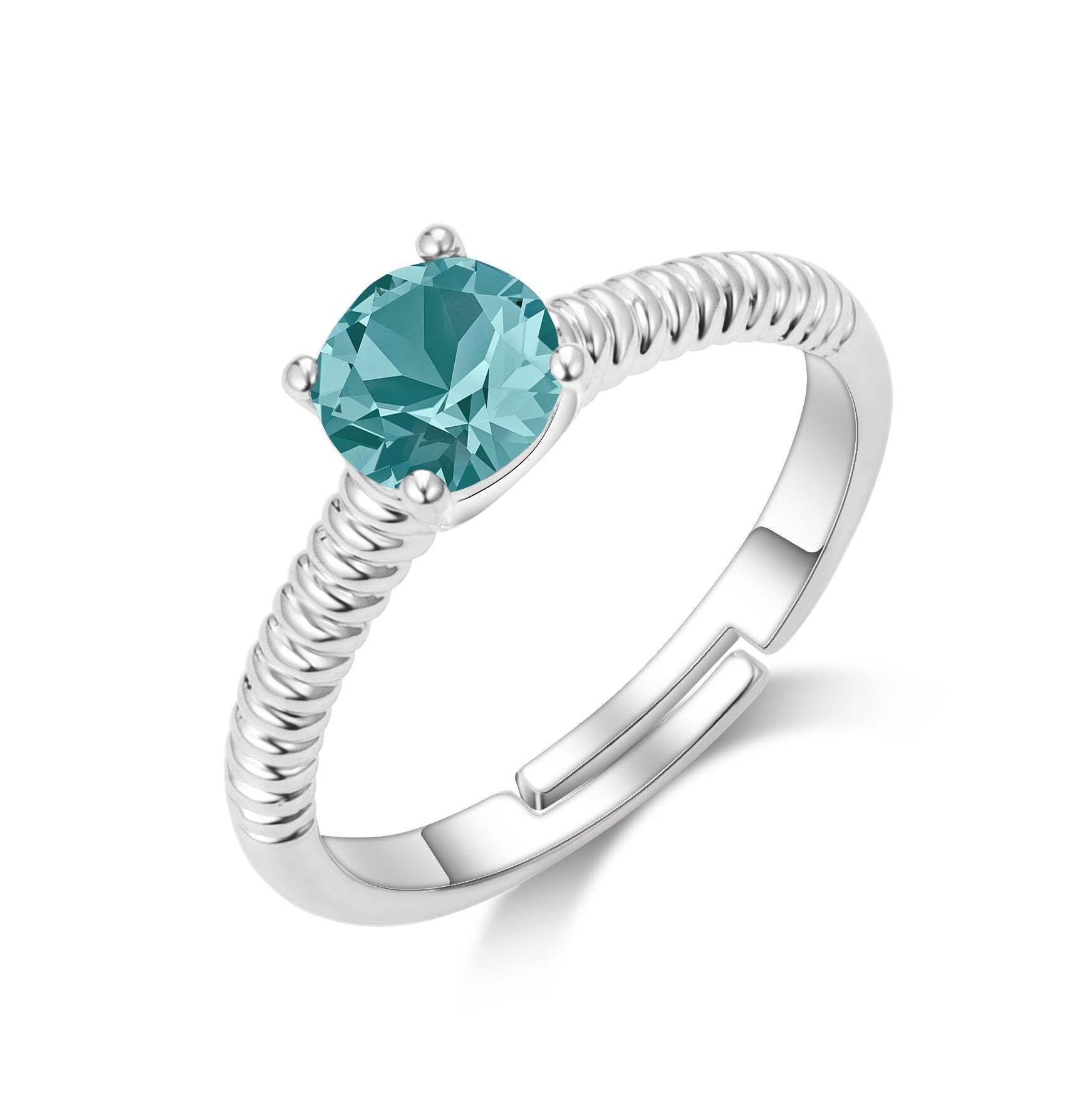 Philip Jones Blue Adjustable Crystal Ring Created with Zircondia® Crystals
