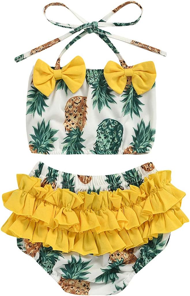 Toddler Baby Girls 2-Piece Tankini Bikini Pants Pineapple Bathing Suit Swimwear Swimsuit Summer Beachwear Outfit Set