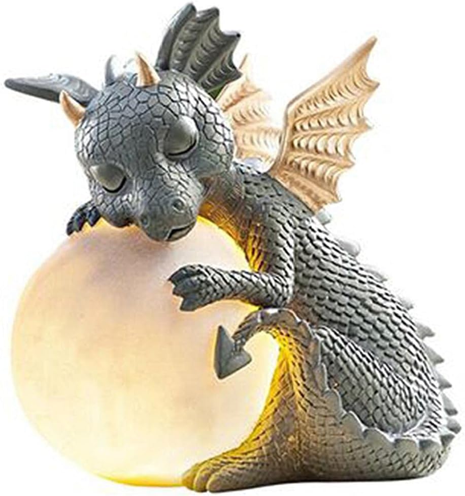 fregthf LjzlSxMF Garden Dragon,Solar Dragon Statue with Gazing Ball,Garden Resin Statue Meditated Dragon Ornament Realistic Animal Collecting Sculpture