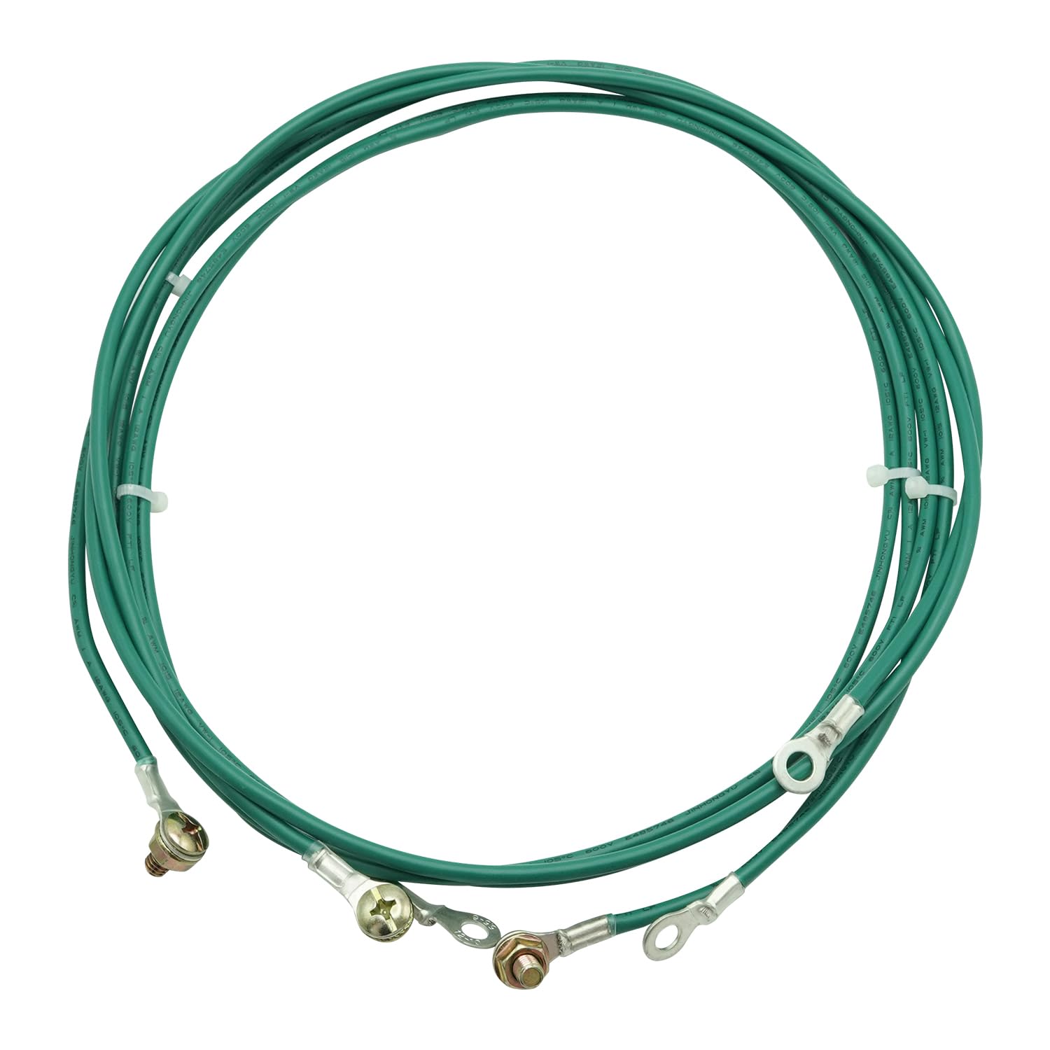 Photo 1 of 4Ft 12 AWG Ground Wire with #10 Ring Terminal Connector Lug and Bolt (Pack of 3)