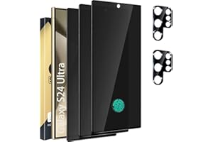 CWQZGUF [3+2 Pack Galaxy S24 Ultra Privacy Screen Protector - 3 Pack Privacy Film + 2 Pack Camera Lens Tempered Glass, High Clarity Bubble Free, Anti-Spy Protection for Samsung S24 Ultra 5G