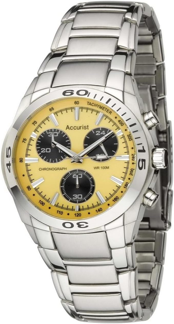 Accurist Men's Quartz Watch with Yellow Dial Chronograph Display Mb882Y
