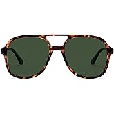 Appassal Retro Polarized Aviator Sunglasses Womens Men Vintage Double Bridge Square Sun Glasses AP3606