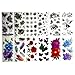 Floral Butterfly Tattoos (Pack of 12 Sheets) Bright Colorful 3D Flower Temporary Tattoo