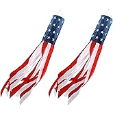 PAASTAI American Flag Windsock, 2 Packs Of 40 Inch Wind Socks For Outside Heavy Duty, Patriotism July 4th Decoration, American Flag Wind Socks With Embroidery Stars, Memorial Day Outdoor Decoration
