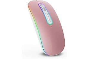 cimetech Led Wireless Mouse for Laptop, Rechargeable Bluetooth Mouse, Ambidextrous Portable Travel Computer Mouse for Student Business Office Library Home(Rosegold)