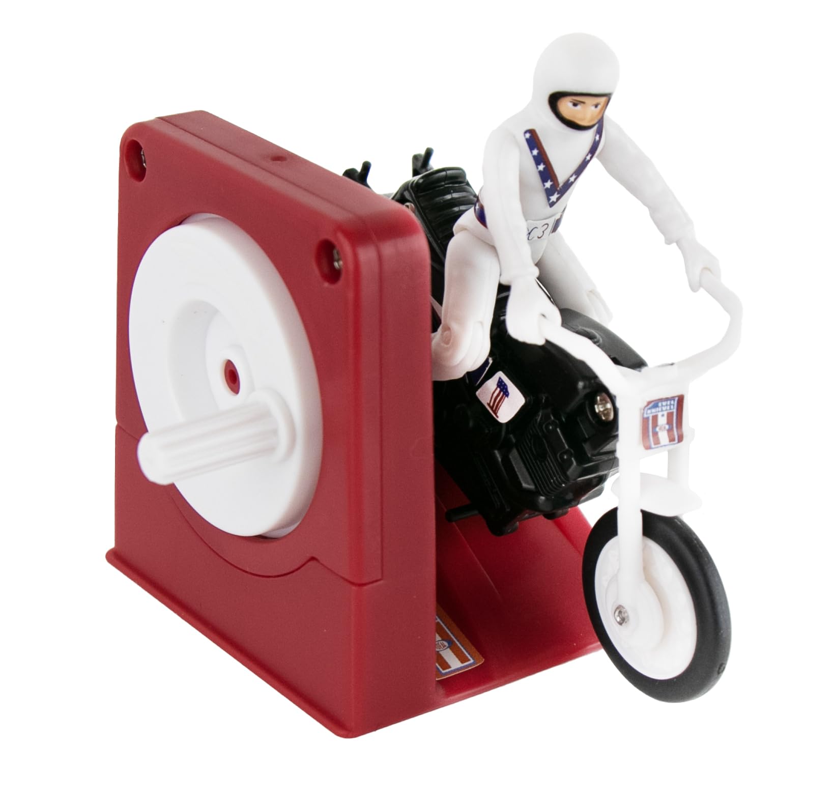 World's Smallest Evel Knievel Miniature Classic Wind Up Toy | Features Rider, Stunt Cycle, and Energizer Launcher | Action Figure | for Ages 8 and up