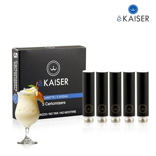 E-Zigarette | E-Liquid 5er Pack Schwarz Cartomizer | Piña colada-Geschmack | E-Shisha | für eKaiser Wiederaufladbar E-Shisha 