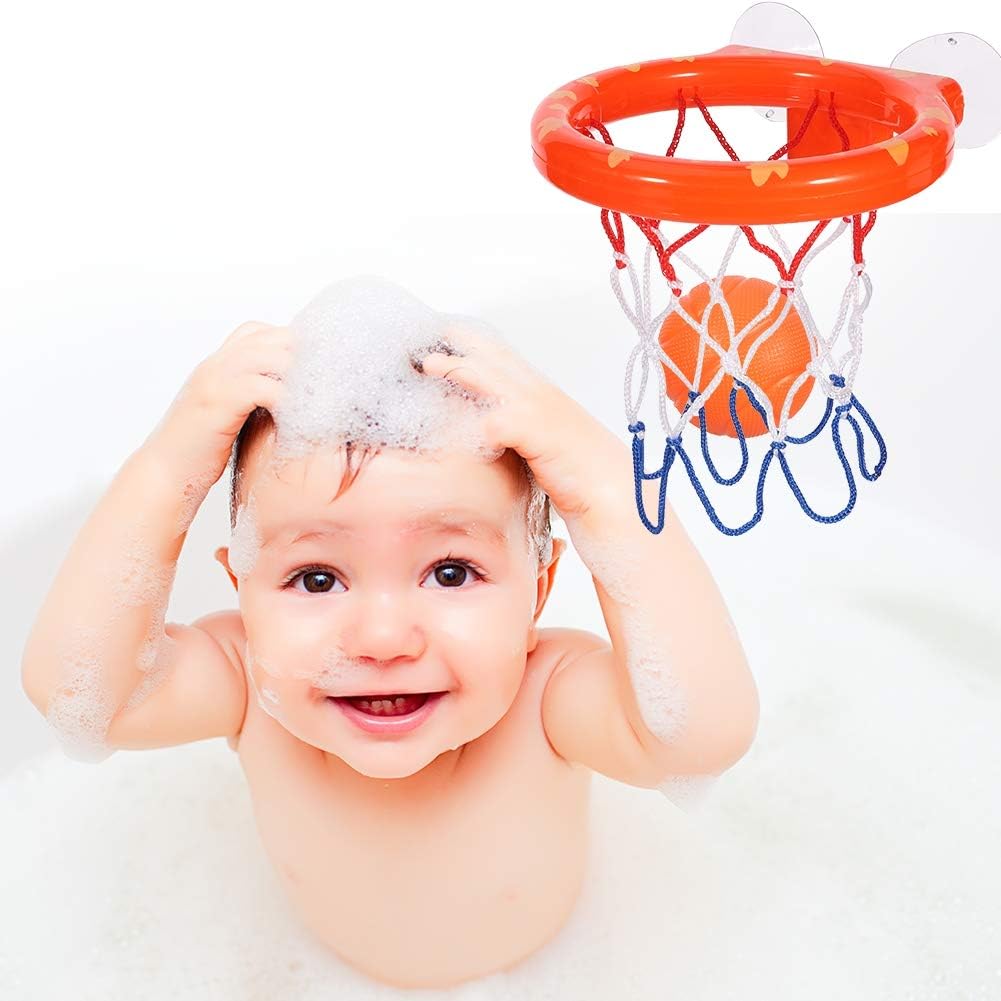chengdu Bath Toy Fun Basketball Hoop & Balls Set, Basketball Games in Bathtub Bath Toys Gift Set 1 Loop+2 Suctions+3 Balls Included( BB7618 )
