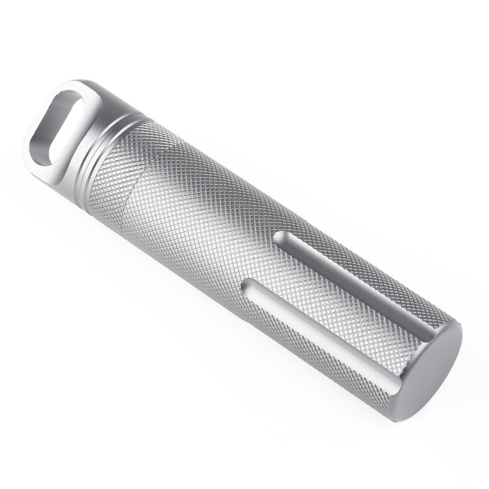 SZHOWORLD® Military III Grade Hard Oxidation Outdoor High Strength Full Numerical Control Cutting Waterproof Container Capsule Seal Bottle Match Case Box EDC Survival Emergency Tool (Grey)